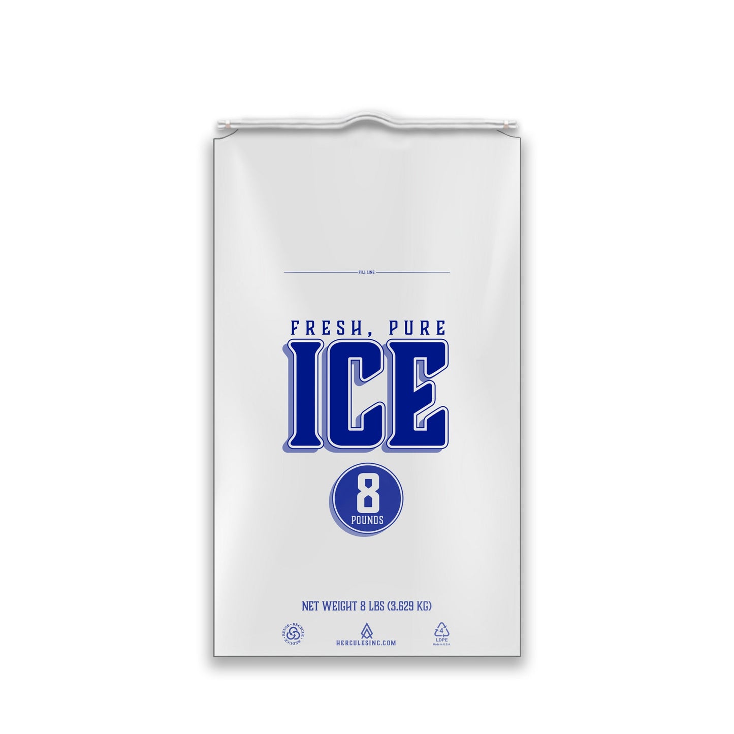 Custom Imprint 8# Drawstring Ice Bags - Fresh, Pure, Ice - 500/Case - Hercules Inc. Shop