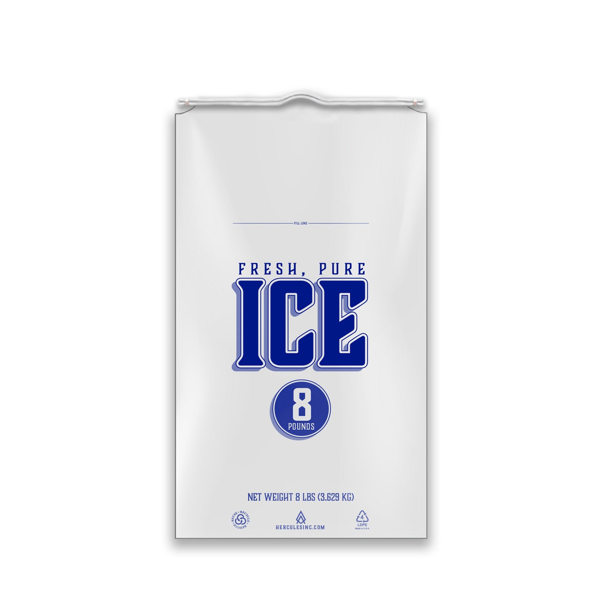 Custom Imprint 8# Drawstring Ice Bags - Fresh, Pure, Ice - 500/Case - Hercules Inc. Shop